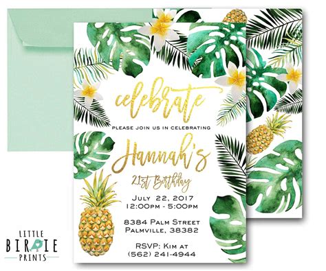 tropical birthday invitations